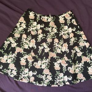 xs floral skater circle skirt black